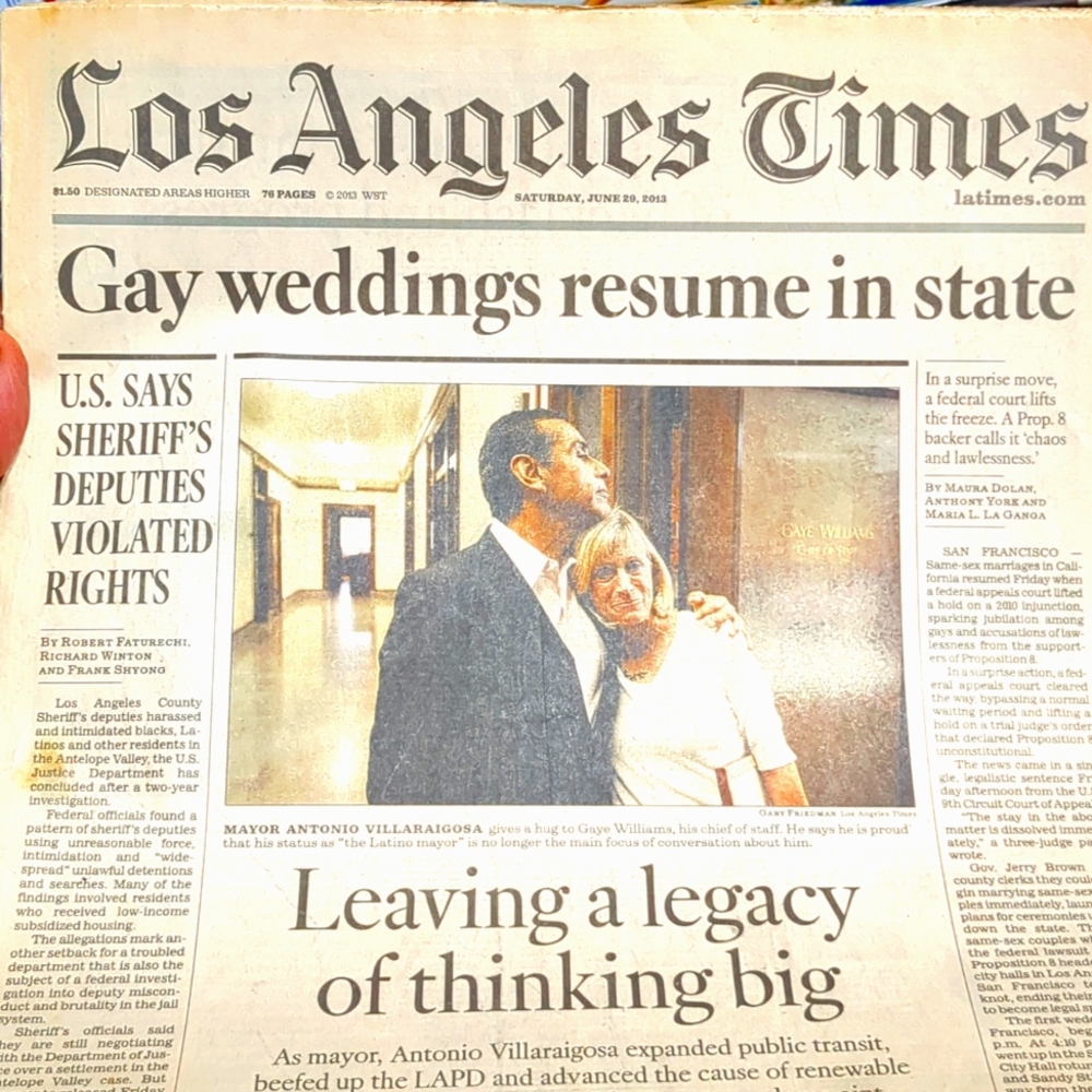 California Resumes Weddings For Gay Rights 2013 LA Times
